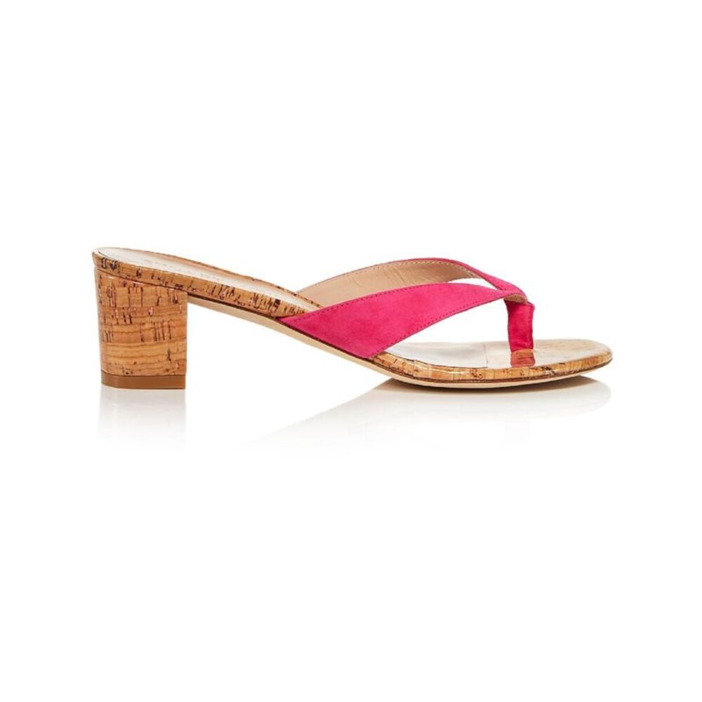 STUART WEITZMAN Womens Pink CorkBrigida Slip On Leather Heeled Thong Sandals 6 B - Picture 2 of 3